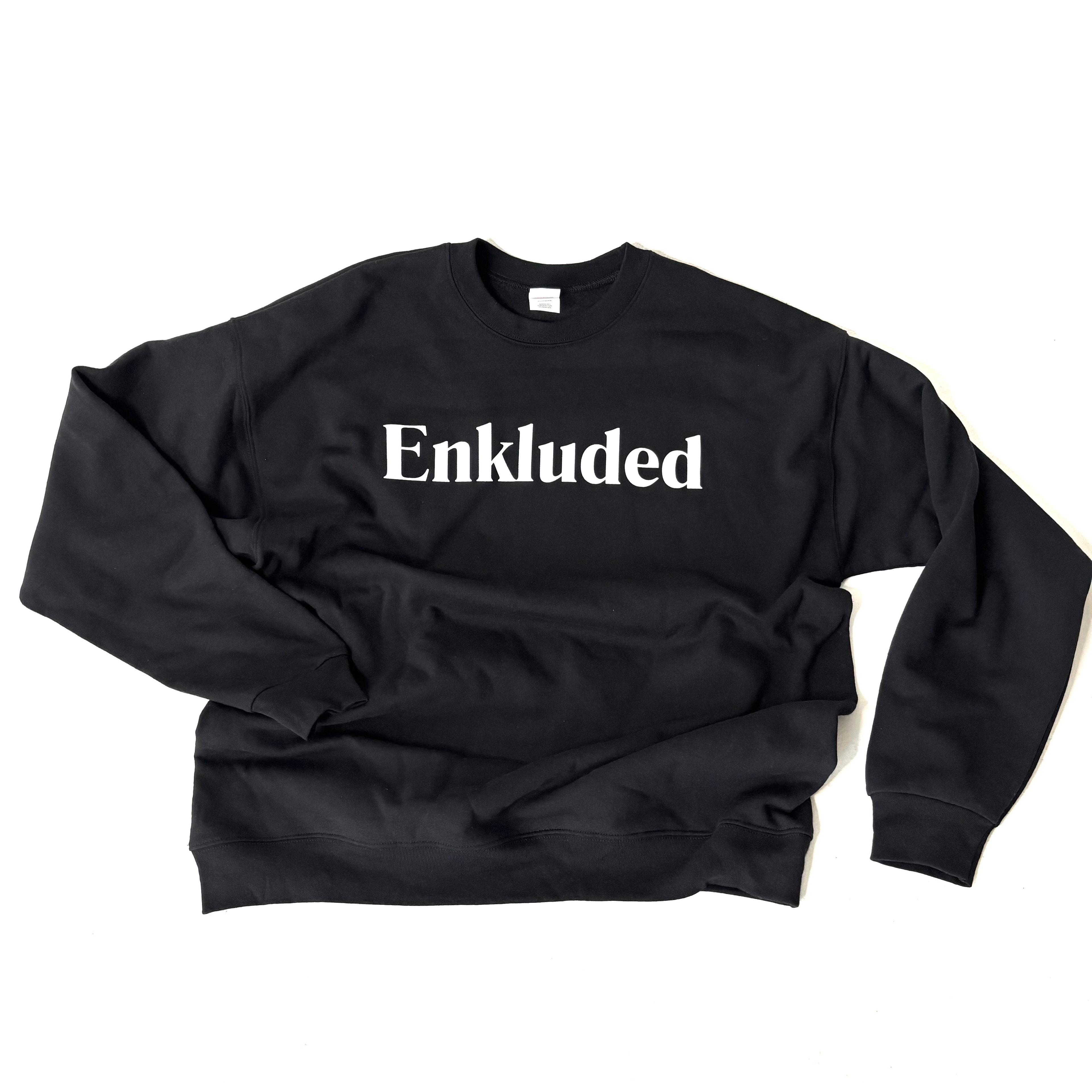 Black sweatshirt with Enkluded text print